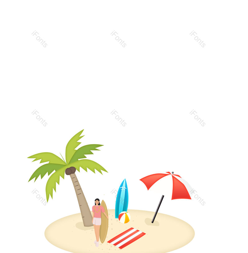 夏天图片,椰子元素,PNG,免抠素材